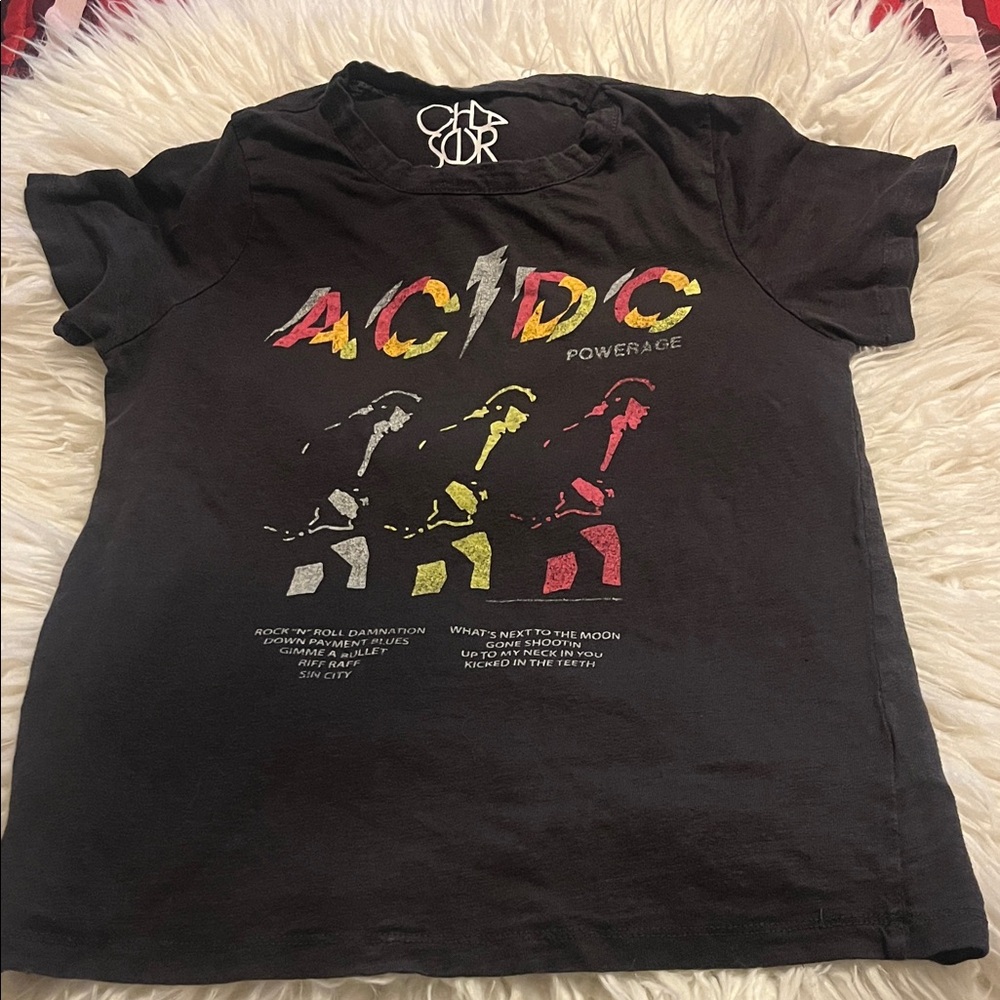 Cha Sor AC/DC Black Graphic Women's Tee Size Small